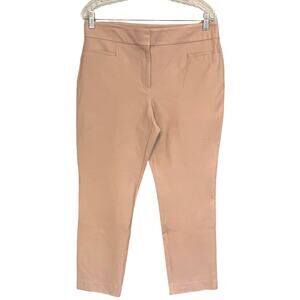 Womens Casual Pants Size 8 Pink Mid Rise Pockets Hook and Eye Flat Front Profess